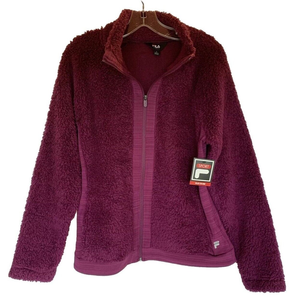 New FILA Sport Tru-Dry Tru-Warm Sherpa Full Zip Teddy Jacket Large Fuzzy Furry